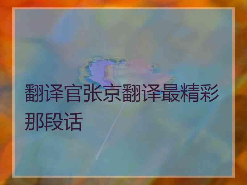 翻译官张京翻译最精彩那段话